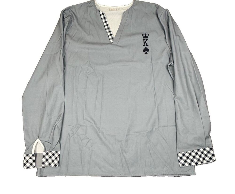 King of Spades Costume Tunic Shirt XL Gray Casino Poker Playing Card Long Sleeve